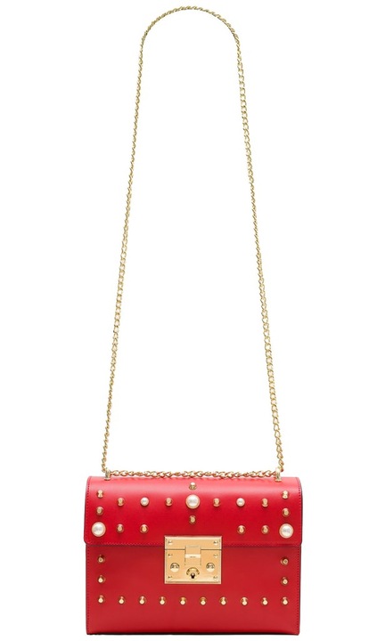 Geanta crossbody din piele pentru femei, Glamorous, rosie, noua colectie
