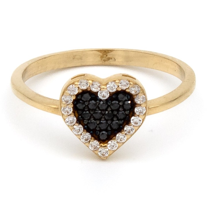 Inel Inima Neagra Aur 14k, Masura 12(52)