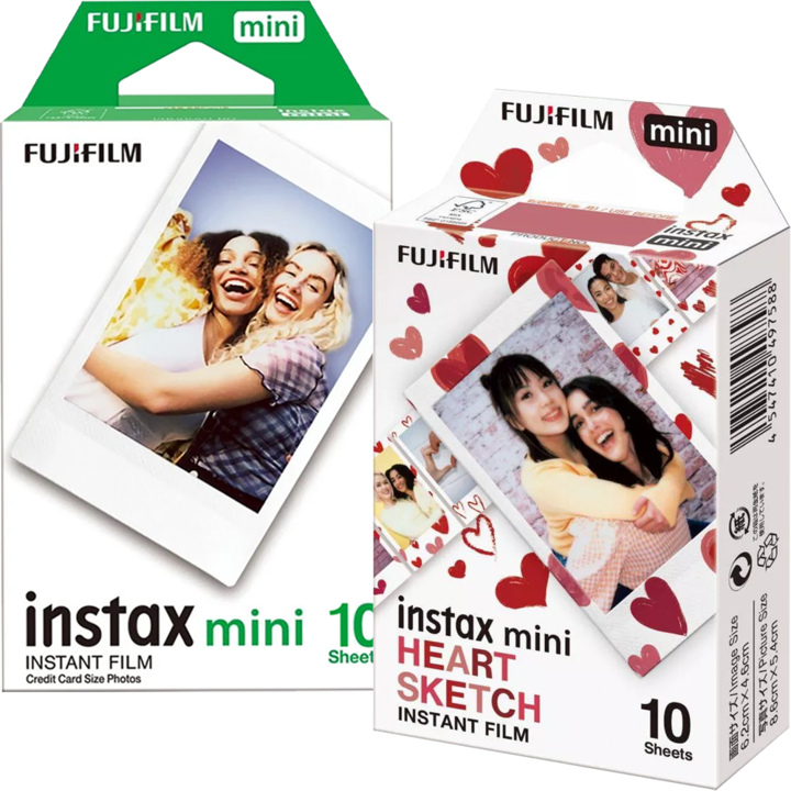 Комплект мини филми Fujifilm Instax, Бял, 1x10, С мини филм Heart Sketch 1x10