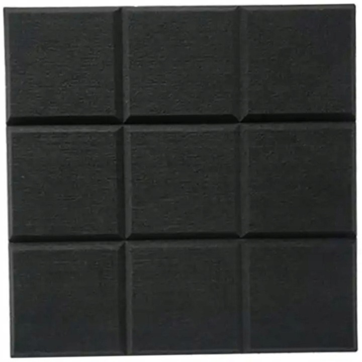 Panou tapitat Marvit pentru decor 3D al peretilor, autoadeziv si acustic, dimensiuni 30 x 30 cm, ideal pentru living, dormitor sau birou, reduce zgomotul si ofera un design modern si elegant, culoare negru durabil si stilat