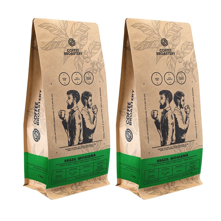 Cafea Boabe de Specialitate Coffee Broastery, Brazil Mogiana Proaspat Prajita, 100% Arabica, 2 x 1kg
