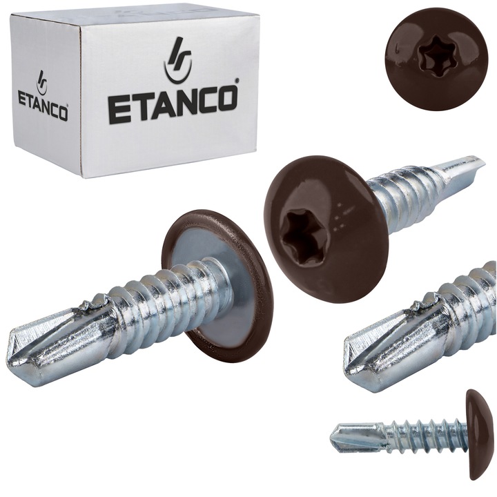 Set 500 Suruburi autoforante 4.8x19mm, pentru metal, RAL 8017, Etanco GT3 PH