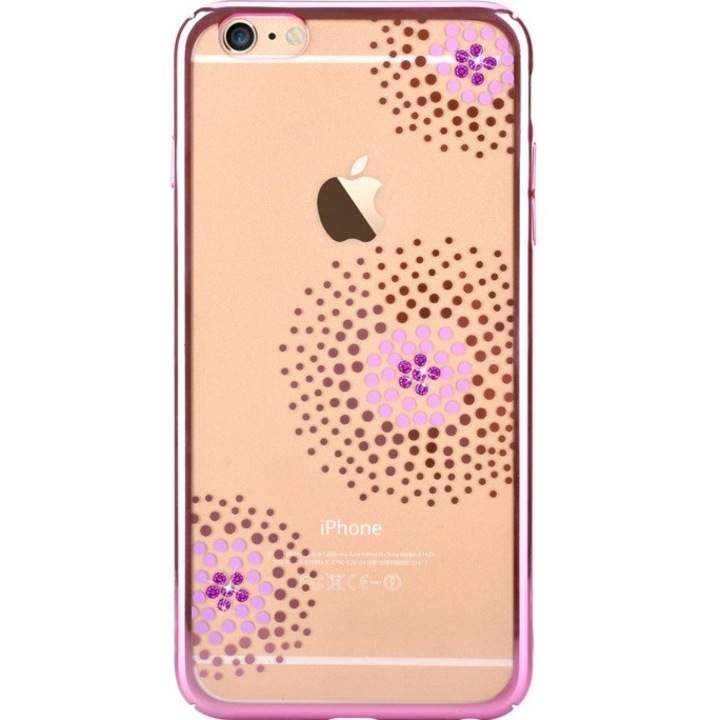 Etui VOUNI Sun Flower Hard Case, design elegant, cu cristale, pentru iPhone 6/6s 4.7", roz