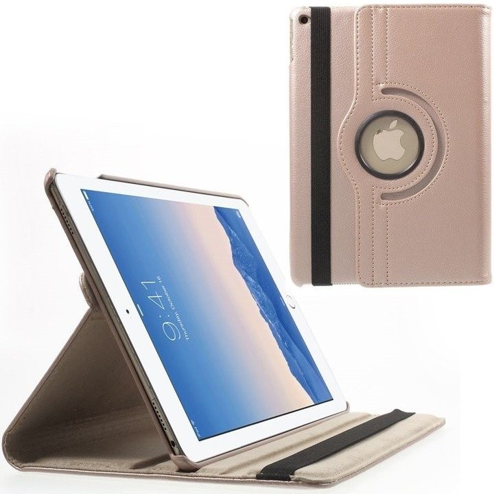 Husa tableta pentru iPad Air 2, XGSM, piele ecologica, rotativa 360°, roz