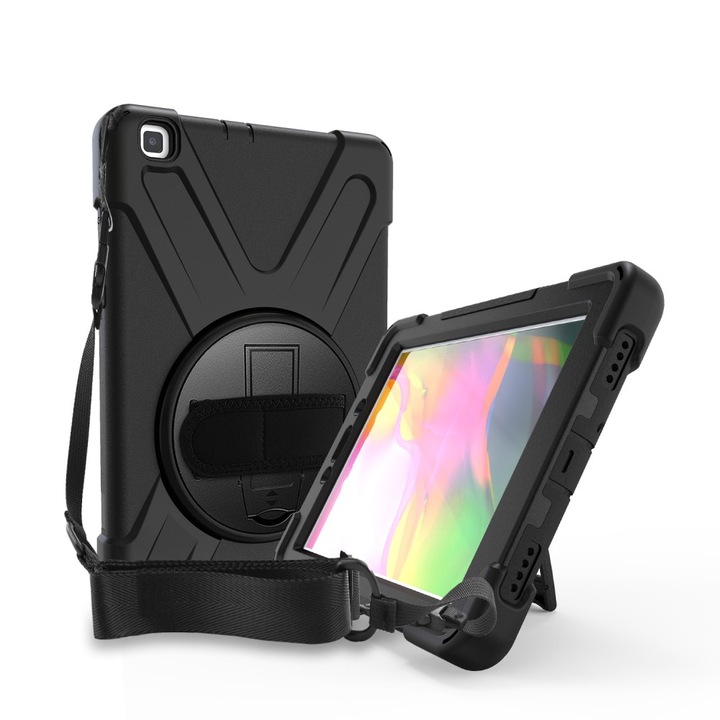 Husa tableta XGSM X Shape Case, protectie in trei parti, negru, 8"