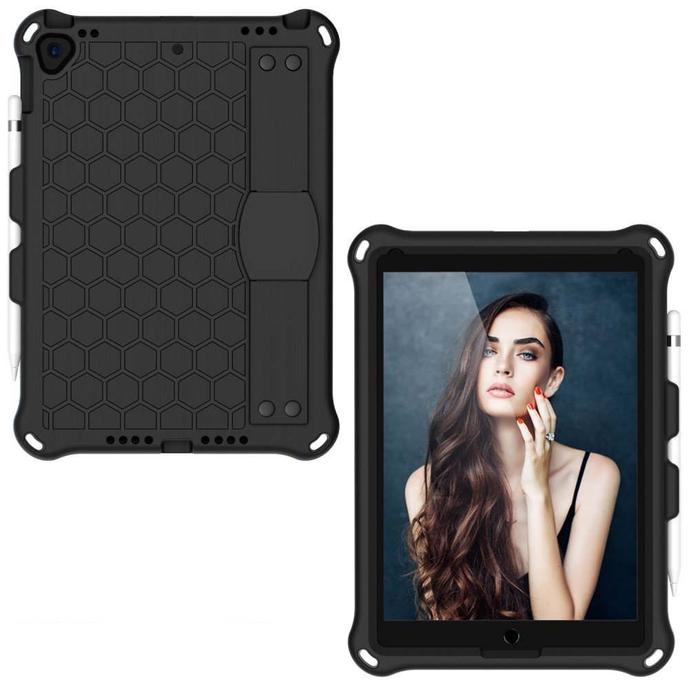 Husa iPad 10.2" 2019/2020/2021, XGSM, hibrida, rezistenta la socuri, neagra, cu suport ajustabil si curea de transport