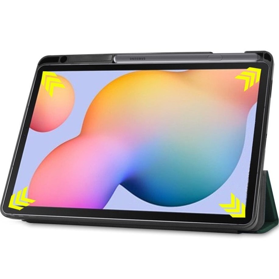 Husa tablete XGSM Tri-Fold cu loc pentru pen, verde, pentru Samsung Galaxy Tab S6 Lite 10.4