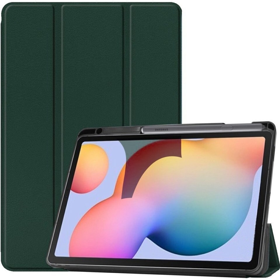 Husa tablete XGSM Tri-Fold cu loc pentru pen, verde, pentru Samsung Galaxy Tab S6 Lite 10.4