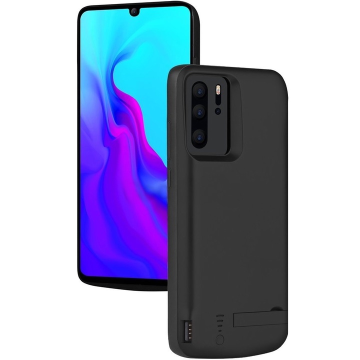 Husa cu baterie pentru telefon Huawei P30 Pro, XGSM, silicon, 5000mAh, negru