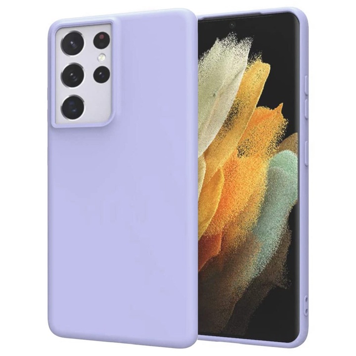 Etui pentru Samsung Galaxy S21 Ultra, ERBORD, TPU, mat, lavanda, set 1 buc.