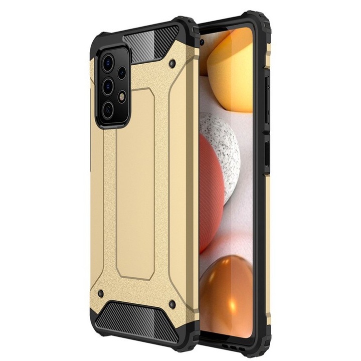 Husa telefon pentru Samsung Galaxy A72 5G / A72 LTE, ERBORD, silicon, protectie colturi, auriu/negru