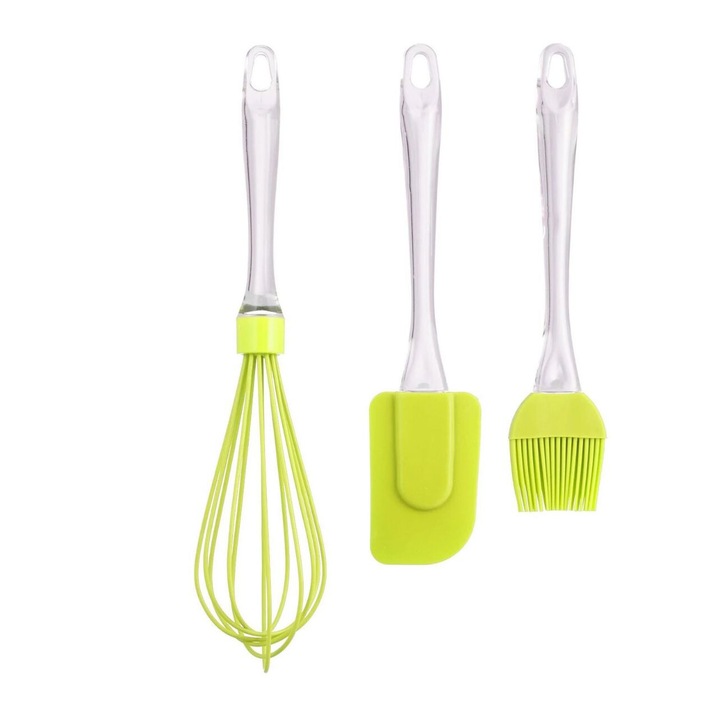 Szilikon edénykészlet, spatula, drót és kefe