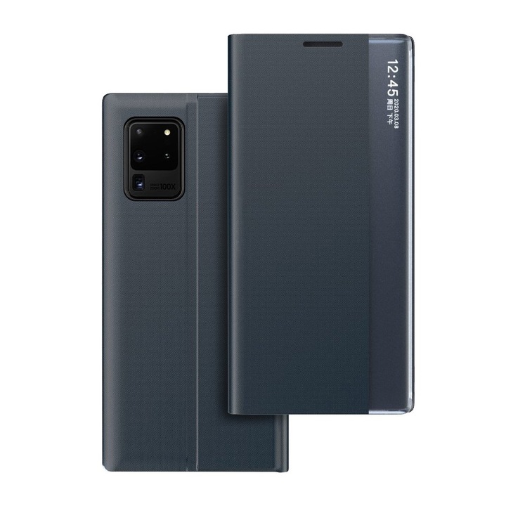 Husa telefon XGSM Side View pentru Samsung Galaxy A72 5G, albastru inchis, deschidere laterala, protectie ecran