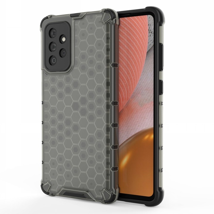 Etui Honeycomb pentru Samsung Galaxy A72 4G/5G, negru, hibrid, cu colturi intarite