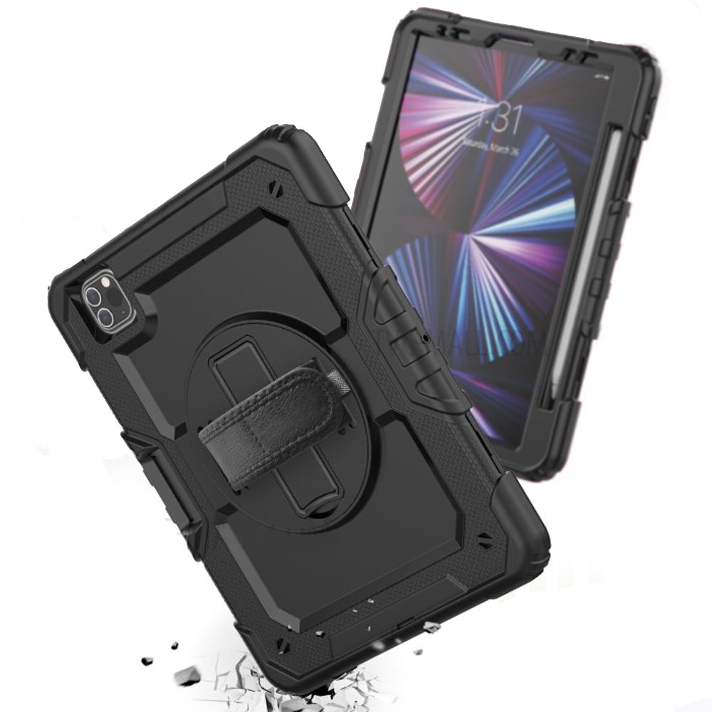Husa blindata pentru iPad Pro 11" 2022/2021 (4/3 generatie), protectie la 360° cu spatiu pentru un stylus, negru