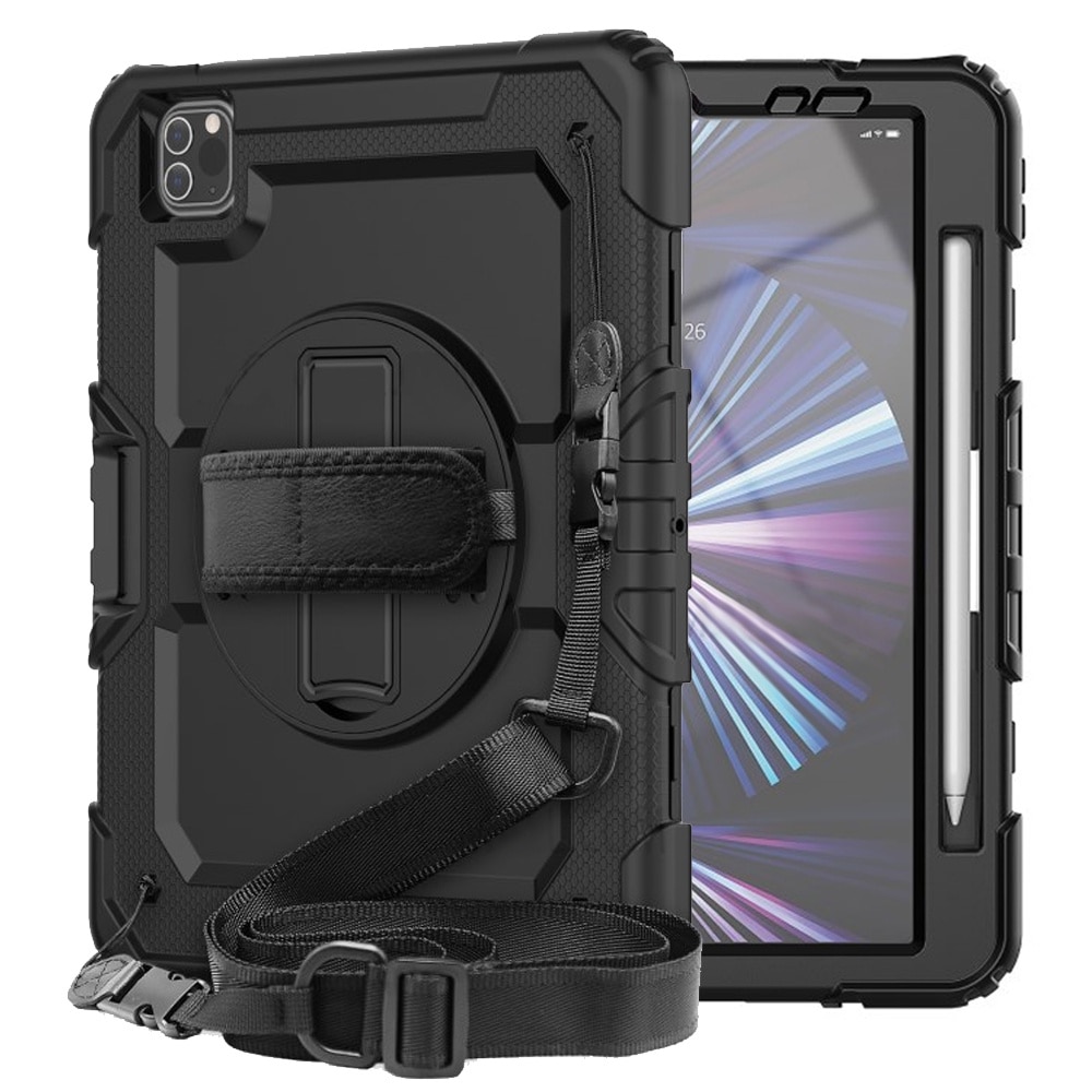 Husa blindata pentru iPad Pro 11" 2022/2021 (4/3 generatie), protectie la 360° cu spatiu pentru un stylus, negru