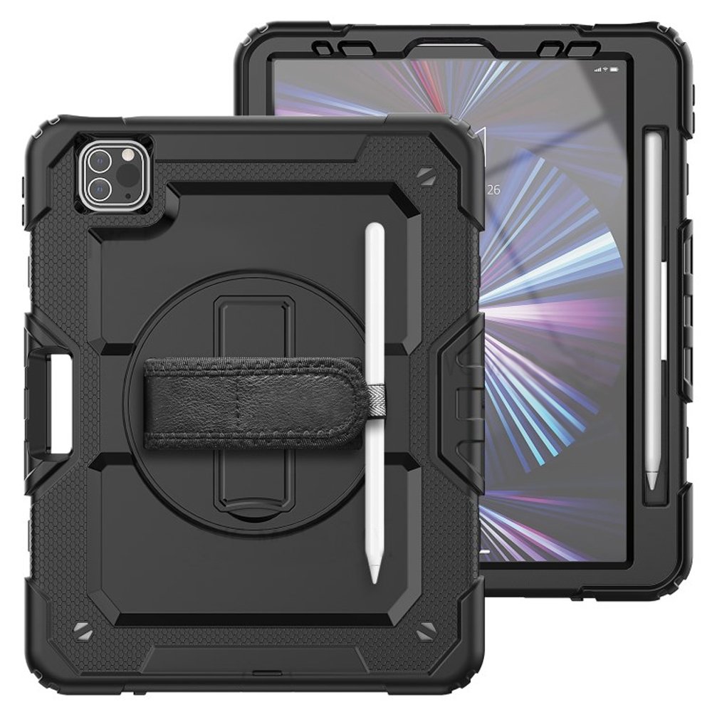 Husa blindata pentru iPad Pro 11" 2022/2021 (4/3 generatie), protectie la 360° cu spatiu pentru un stylus, negru