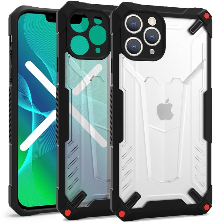 Husa telefon ERBORD Shield Case pentru iPhone 13 Pro Max, neagra, antiderapanta, usoara
