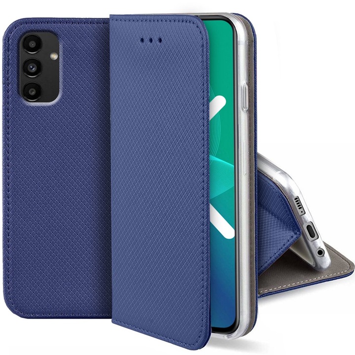 Etui Wallet ERBORD pentru Samsung Galaxy A04S / A13 5G, functie stand, albastru inchis