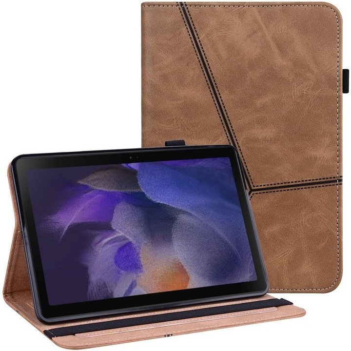 Husa tableta XGSM, pentru Samsung Galaxy Tab A8 10.5, ecologica, cu functie stand, captusita, maro