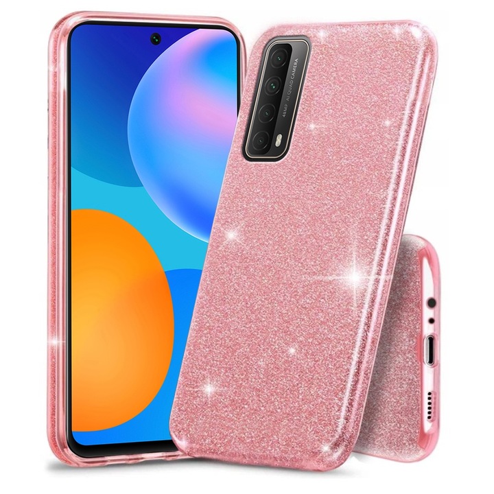 Husa XGSM Glitter Case pentru Huawei P Smart 2021, TPU, roz, flexibila