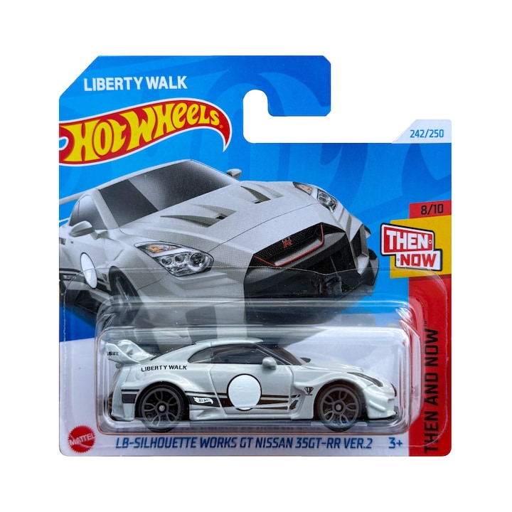 Кола Hot Wheels, LB-Silhouette Works GT Nissan 35GT-RR VER2, тогава и сега, 1:64, метал, сив