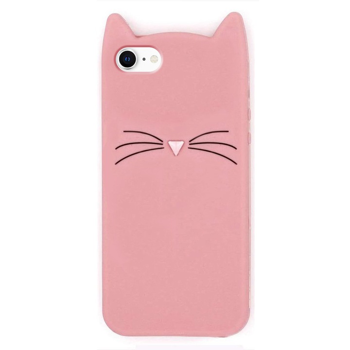 Etui 3D pentru telefon, ERBORD, KOT, roz, pentru iPhone 7/8/SE 2020/SE 2022