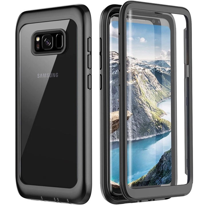 Husa Samsung Galaxy S8+ Plus, ERBORD, shockproof, cu folie, neagra