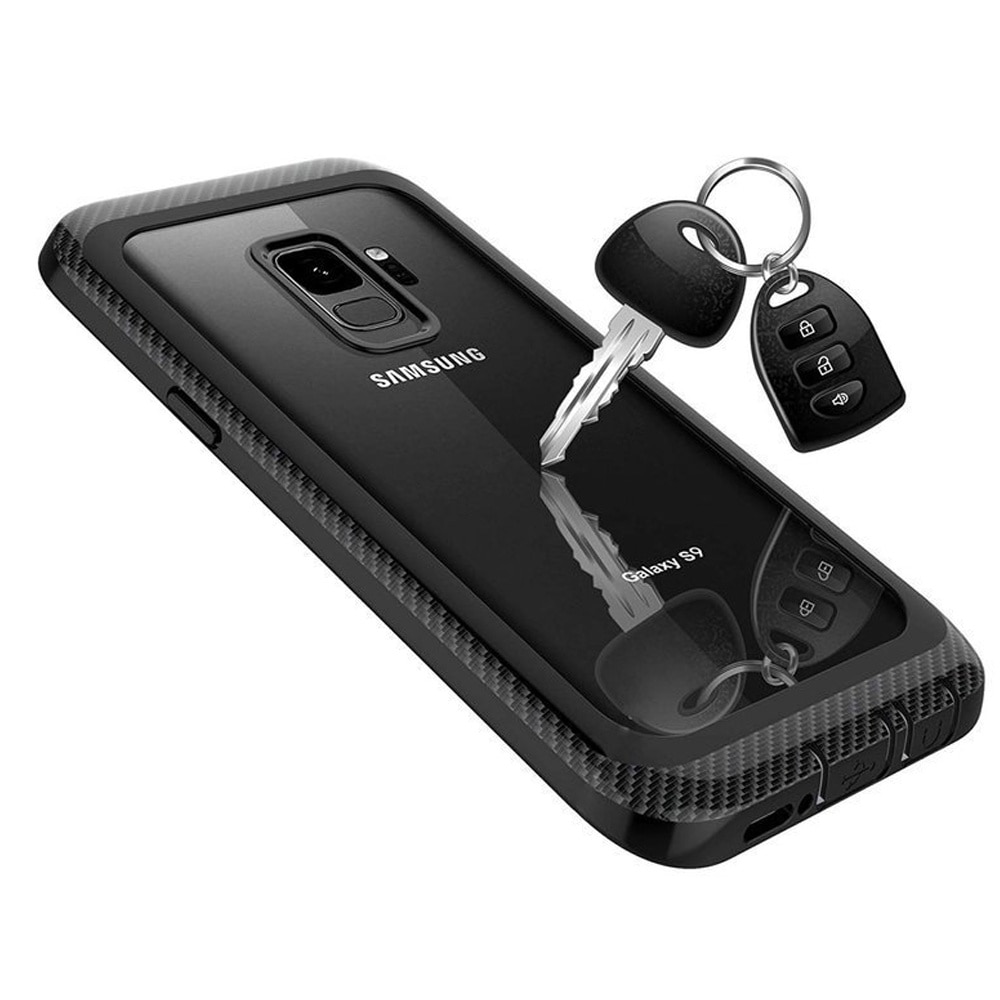 Husa telefon compatibila Samsung Galaxy S9, ERBORD, Shockproof, cu folie, Negru