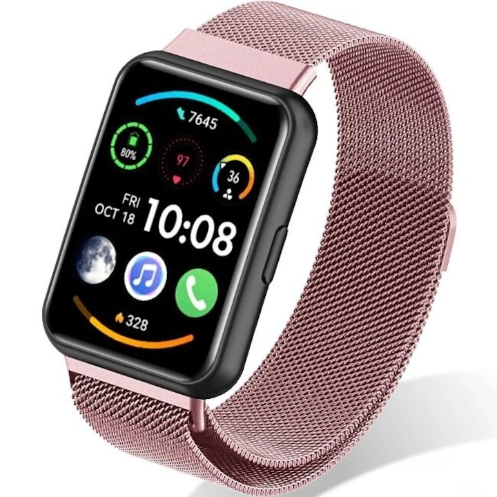 Fit Roz Watch Bratara pentru smartwatch, XGSM, Inox, Pentru Huawei Watch Fit 2, Roz ...
