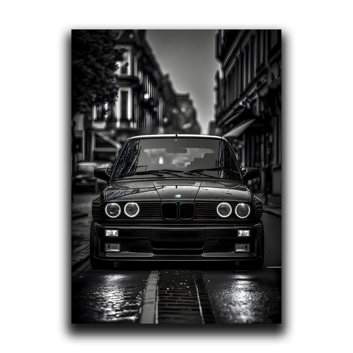 Картина на платно, LuxCanva® C1256, Изискана кола BMW, 65 X 90 CM, 100% памучно платно 400 g/m2, Дървено шаси, Релаксация, Стая за игри, Живи цветове