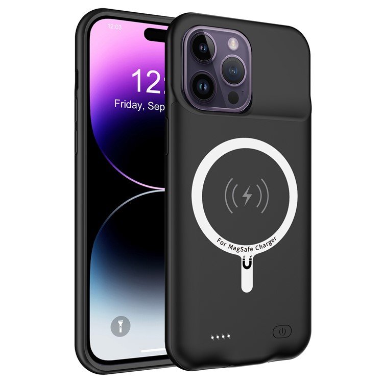 Husa cu baterie 7000mAh pentru iPhone 14 Pro, XGSM, MagSafe, plastic/TPU, Negru