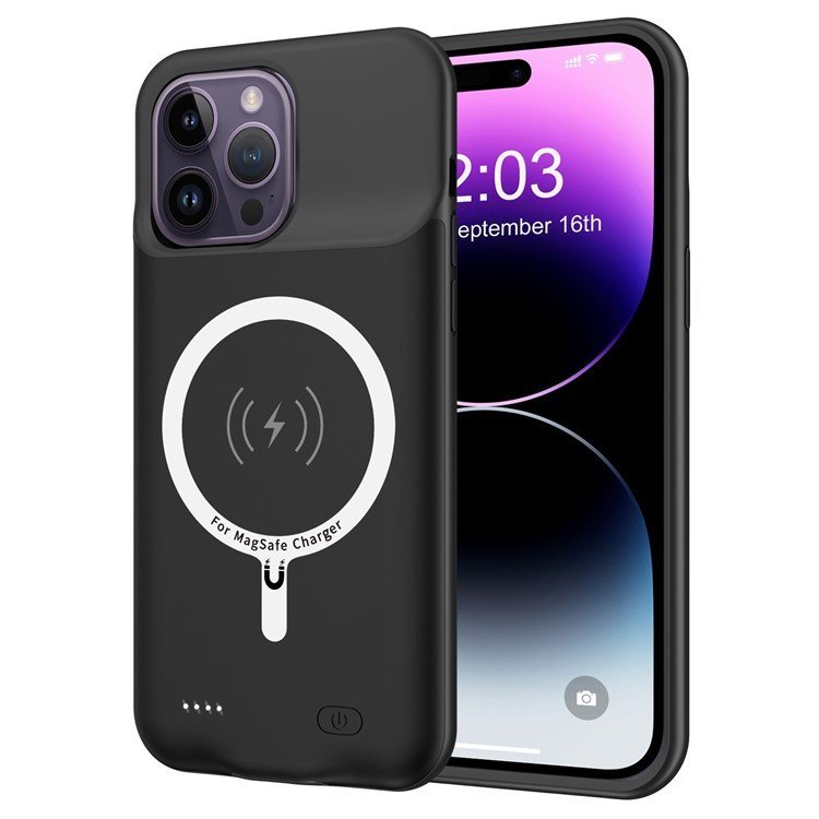 Husa cu baterie 7000mAh pentru iPhone 14 Pro, XGSM, MagSafe, plastic/TPU, Negru