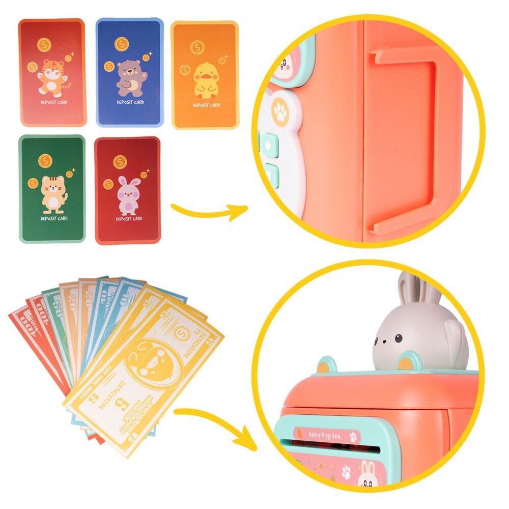 Pusculita interactiva pentru copii tip seif cu cifru Pink