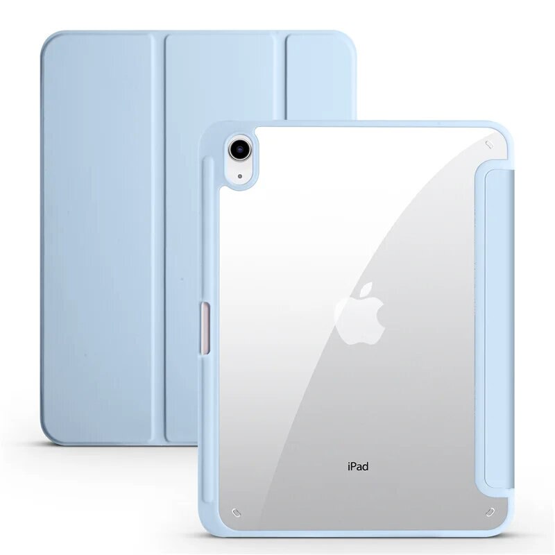 Husa tableta ERBORD compatibila cu iPad 10.9 2022 (10 gen.), tri-fold, cu suport pentru pix, albastra