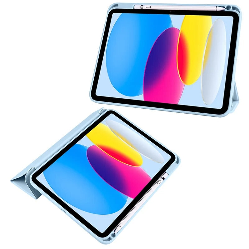Husa tableta ERBORD compatibila cu iPad 10.9 2022 (10 gen.), tri-fold, cu suport pentru pix, albastra