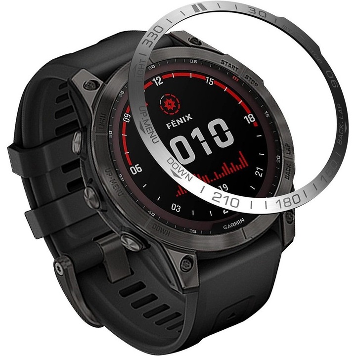 Bezel Ring pentru Garmin Fenix 7X, XGSM, inox, design sportiv, montaj simplu