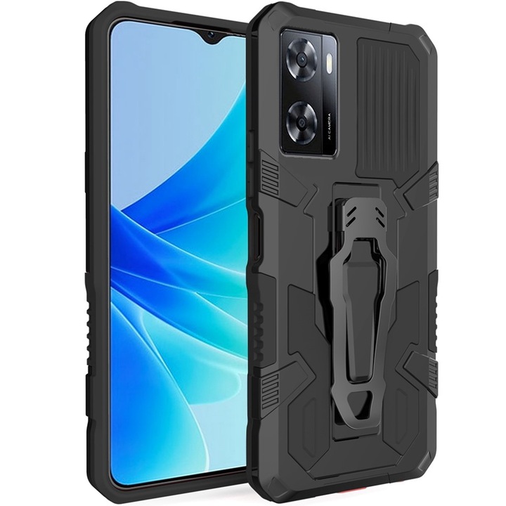 Husa telefon, XGSM, Hybrid KickStand, protectie completa, negru, pentru Oppo A57s