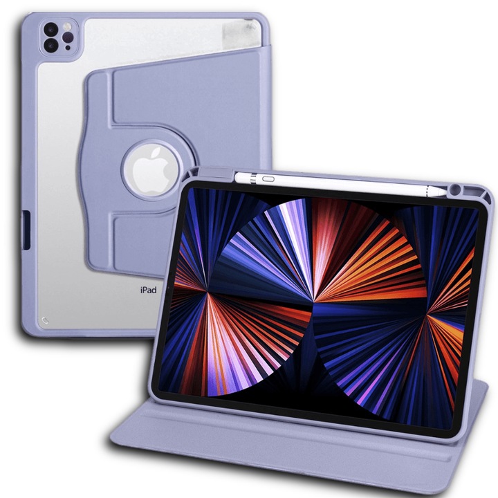 Husa iPad Pro 11" 2020/2021/2022, XGSM, rotativa 360, loc pentru stylus, violet