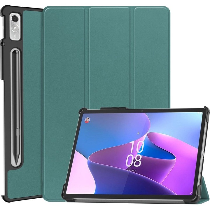 Husa tableta, XGSM, Compatibil cu Lenovo Tab P11 Pro Gen 2, Tri-fold, 11.2", Spatiu stylus, Verde