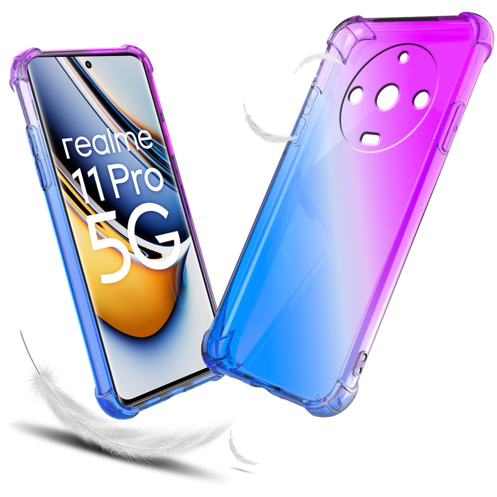 Husa telefon XGSM Dropproof Gradient pentru Realme 11 Pro / 11 Pro +, TPU, Albastru/Roz