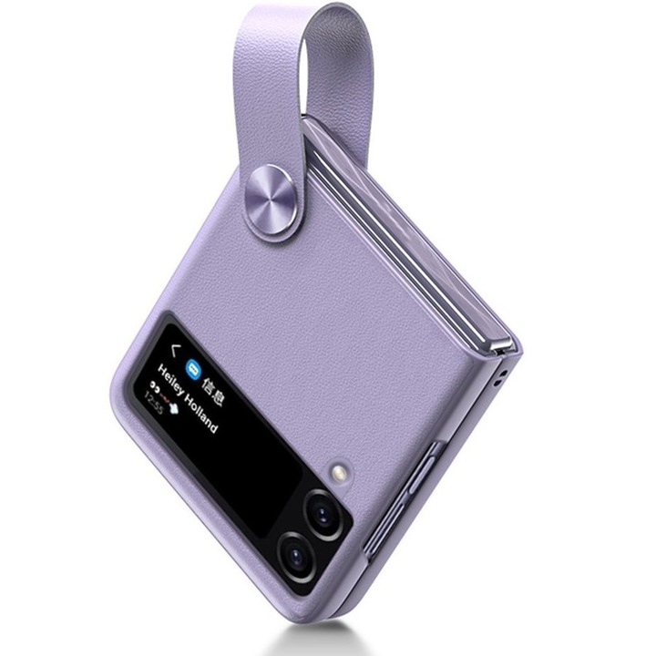 Etui GKK Holder pentru Samsung Galaxy Z Flip 4 5G, fiolet, ultra subtire, cu sticla securizata