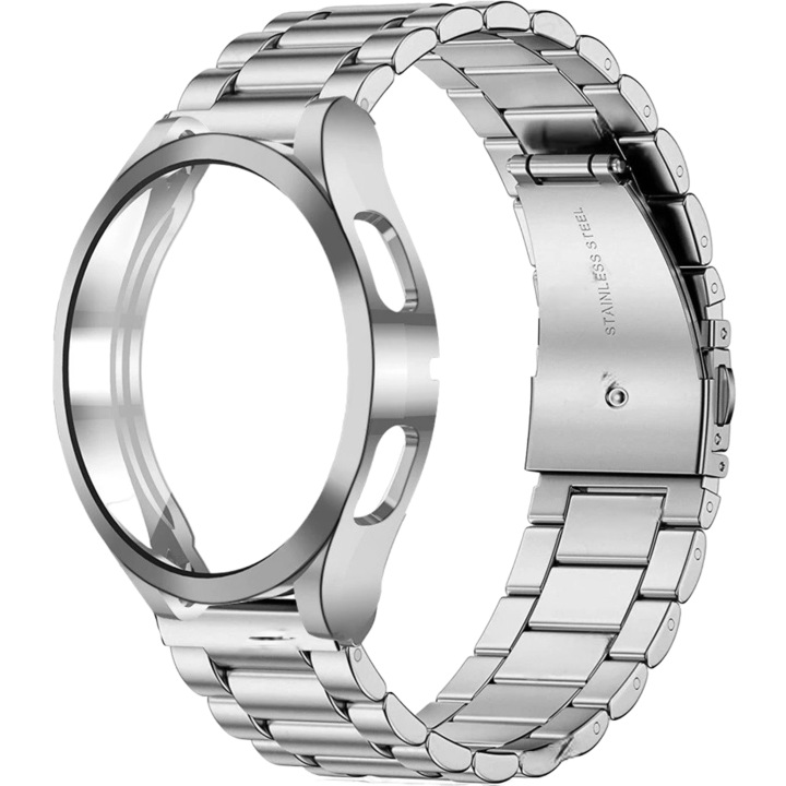 Bratara + Husa pentru Samsung Galaxy Watch 5 44mm, XGSM, Argintiu