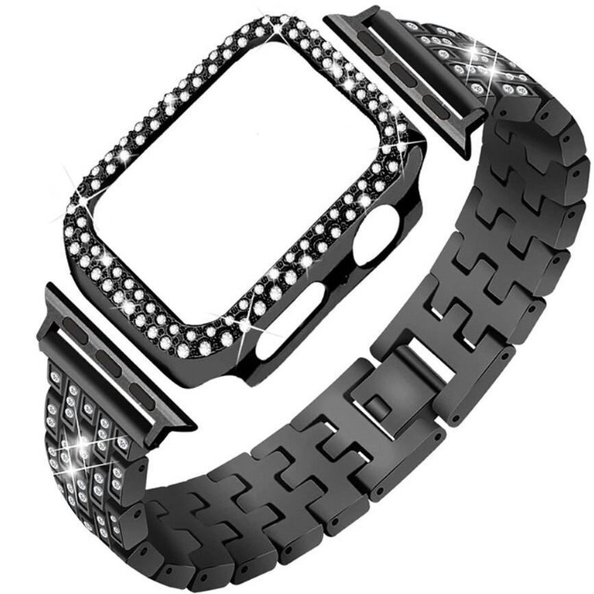 Set bransoleta din otel si etui pentru Apple Watch 4/5/6/SE 44mm