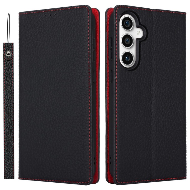 Husa pentru telefon Samsung Galaxy A25 5G, XGSM, piele naturala, negru