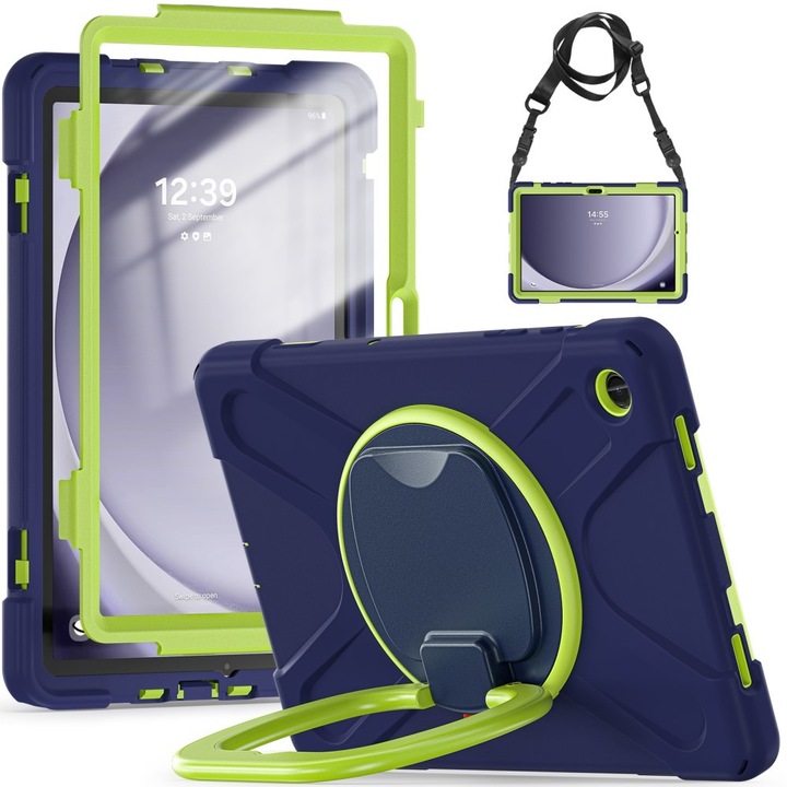 Husa tableta, XGSM pentru Samsung Galaxy Tab A9+ X210 / X215 / X216B, Albastru/verde