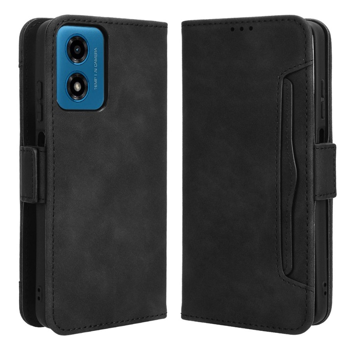 Husa telefon XGSM pentru Motorola Moto G24 / G24 Power / G04, piele, ecologica, cu slot pentru carduri, negru