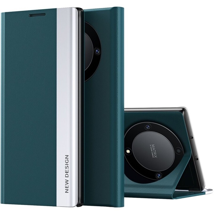 Husa XGSM pentru Honor Magic 6 Lite 5G, piele ecologica, functie suport, verde