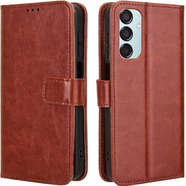 Etui telefon, XGSM, Crazy Horse Wallet, ecologic, brown, pentru Samsung Galaxy M35