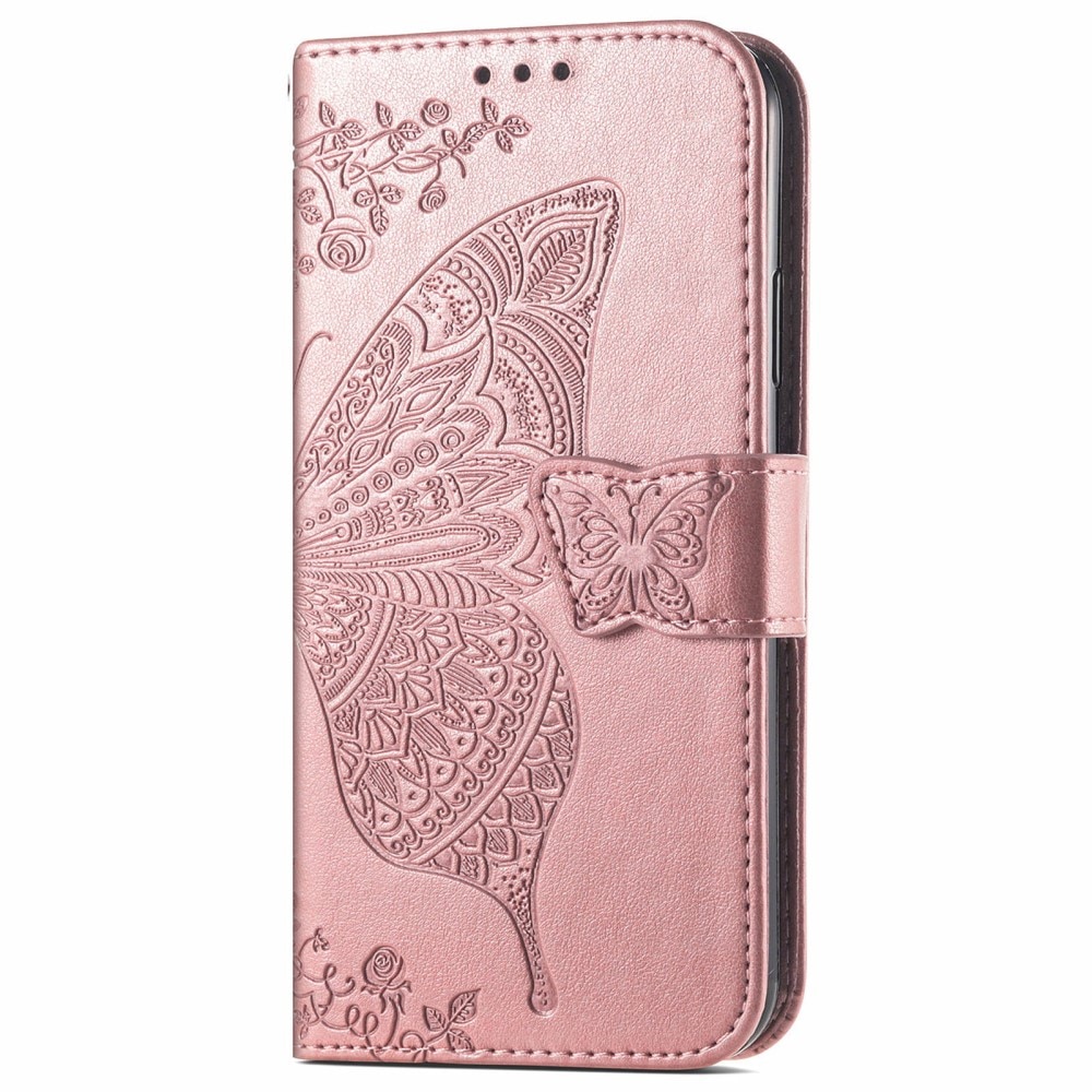 Husa telefon XGSM pentru Realme Note 70T 4G, Butterfly, roz gold, cu functie stand, din piele sintetica